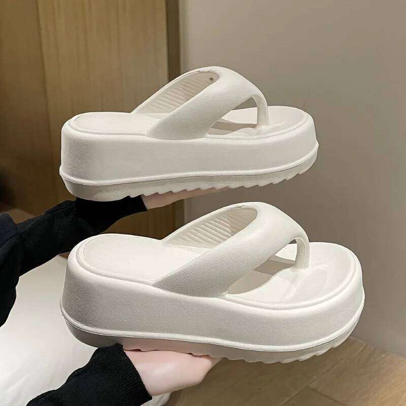 Kidmi Sandals Heel Flip-flops Summer Thick Sole EVA Beach Slides For Women Fashion Soft Platform Cloud Slippers