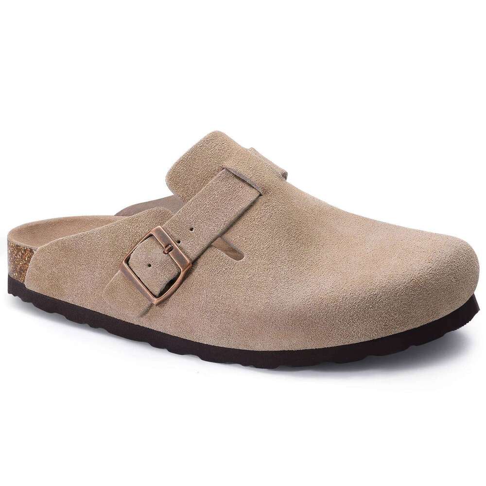 Kidmi Women's Genuine Suede Soft Footbed Leather Potato Shoes Comfort Slip On Clogs with Arch Support Fashion Home Slipper
