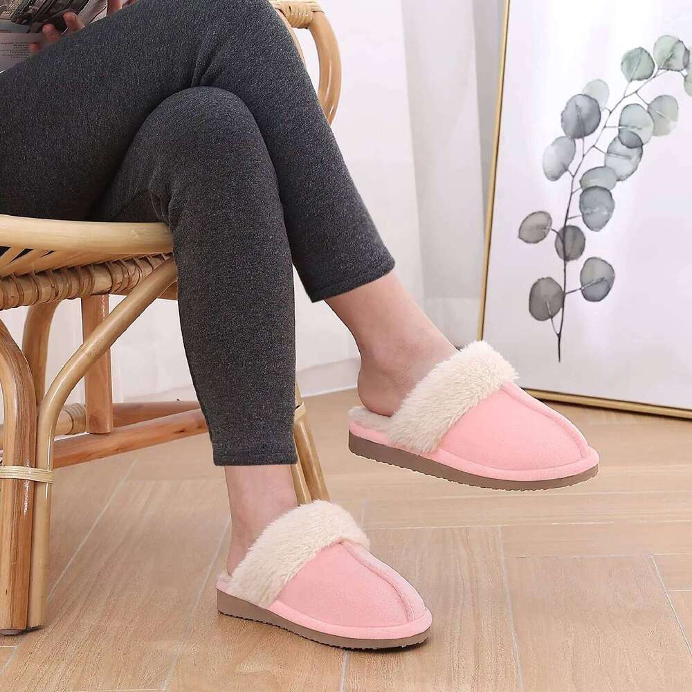 Kidmi Winter Women Fuzzy Classic Brand Fluffy House Indoor Warm Suede Cozy Slippers Casual Non-slip Cotton Shoes
