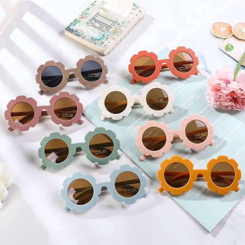 2-10 Years Children Sunglasses Flower Round Cute Kids Sun Glasses for Boys Girls UV400 Protection Baby Lovely Candy Eyeglass Z260305