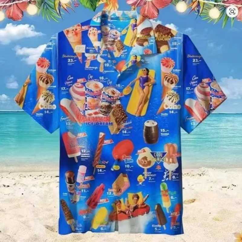 Hawaiian Short Sleeve Shirts For Men Summer Anime Style Graphic Print Cartoon Floral Oversized Original Harajuku Goth New M260305