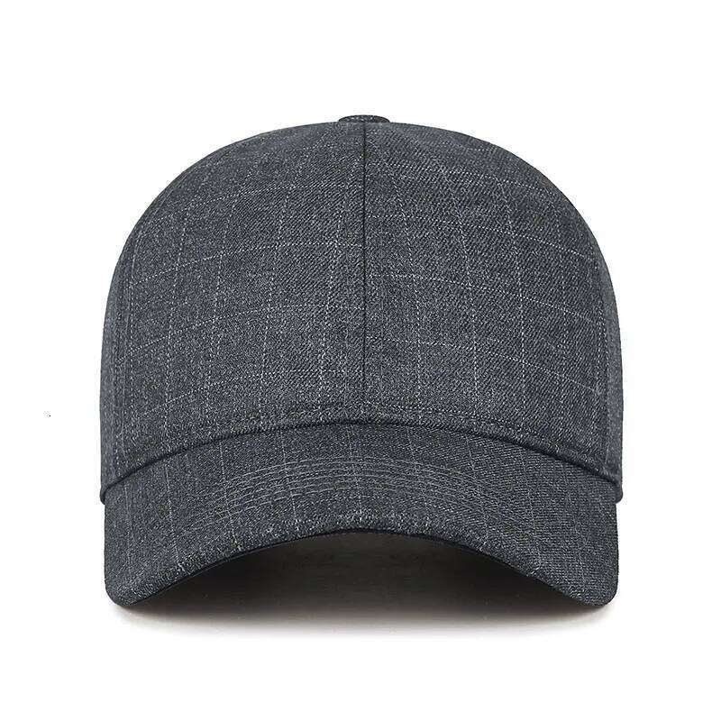 Autumn Winter Cotton Men's Super Soft Baseball Grid Windproof Warm Lining For Middle-Aged And Elderly Duckbill Cap Y260304