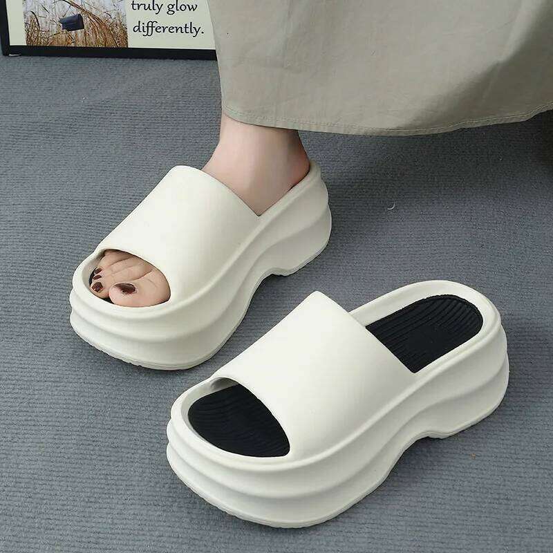 Kidmi Summer Women's Platform Heels Beach Slippers Fashion Flat Sandals Outdoor Soft Cloud Home Shoes For Women