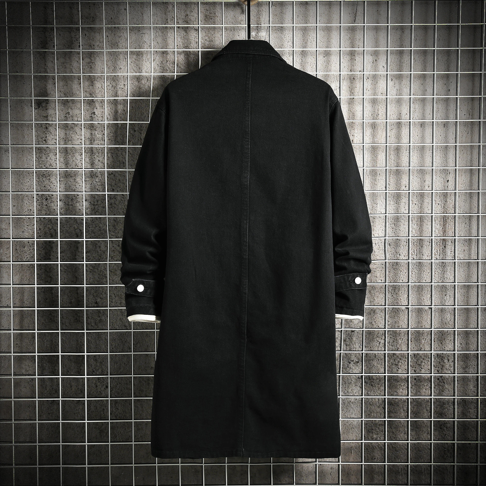 Spring Men Denim Jacket Loose MidLength Casual Coat Male TurnDown Collar Trenchcoat Korean Fashion Outerwear 260302
