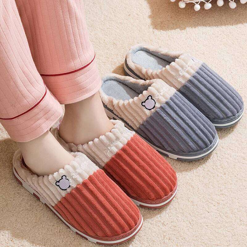 Kidmi Women Indoor House Soft Antiskid Warm Casual Cozy Men Winter Outdoor Couple Cotton Slippers