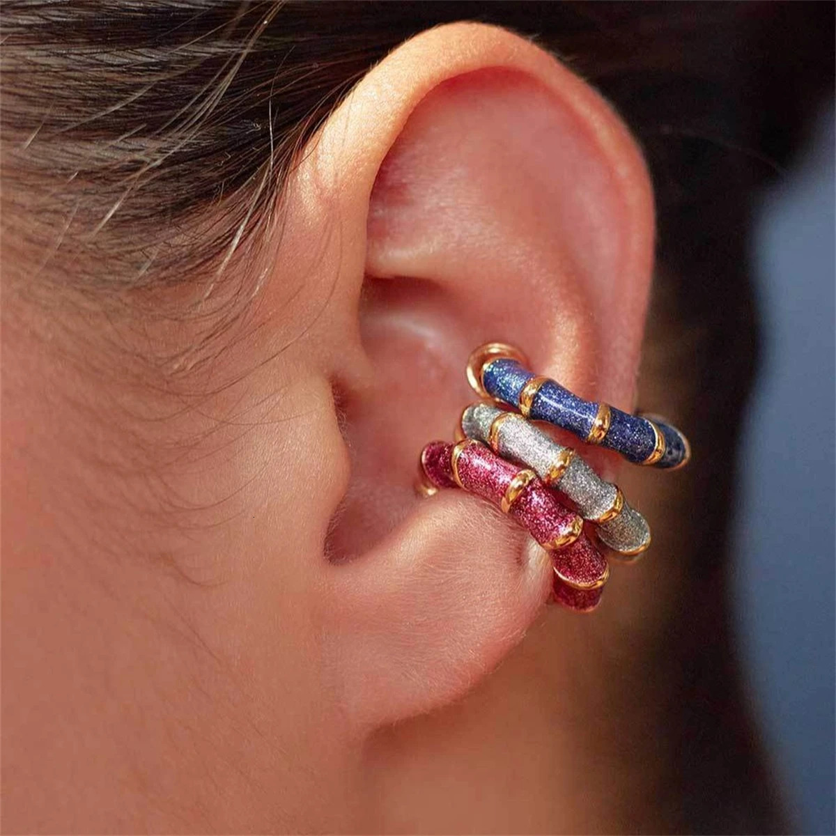 Circular earrings with dopamine fine glitter earrings for women high-end fashion gold-plated and color preserving 260303
