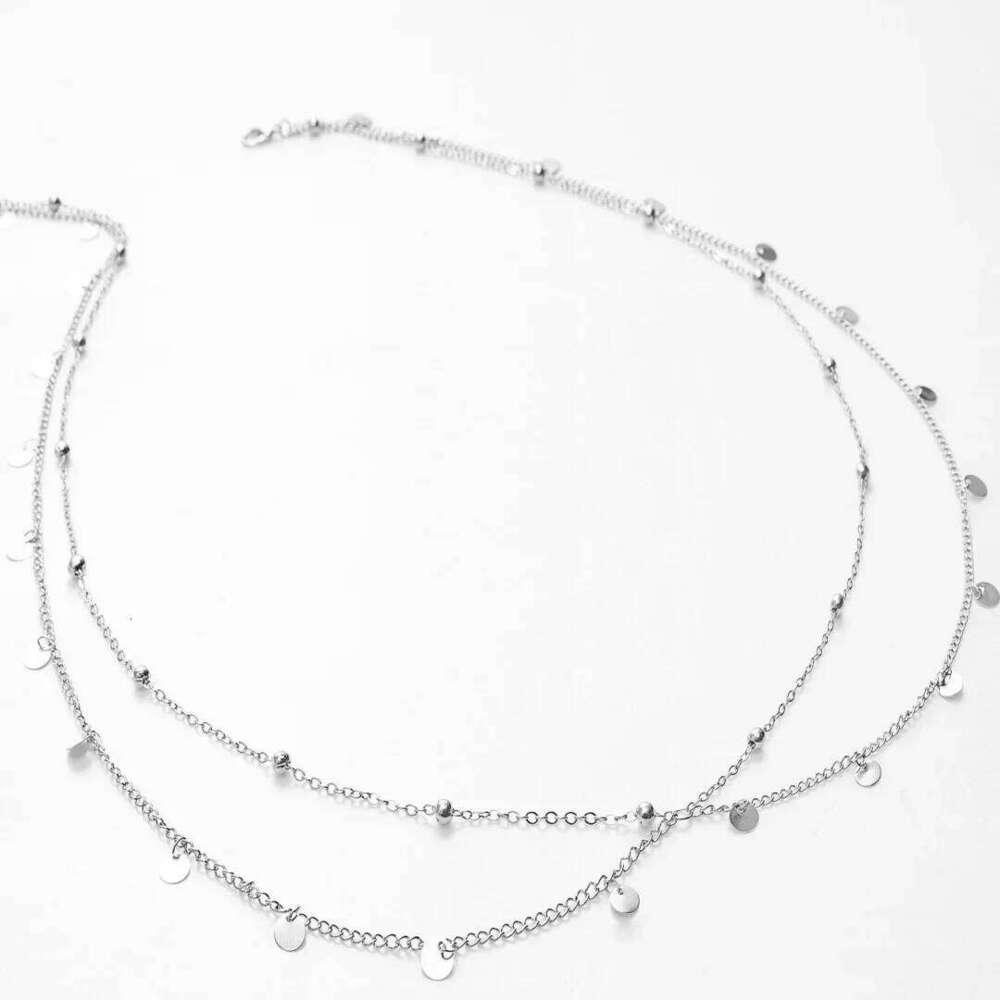 Summer Beach Chai Fashionable Round Bead Gold Sequin Tassel Double-layer Waist Vacation Style Sexy Body Chain S260304