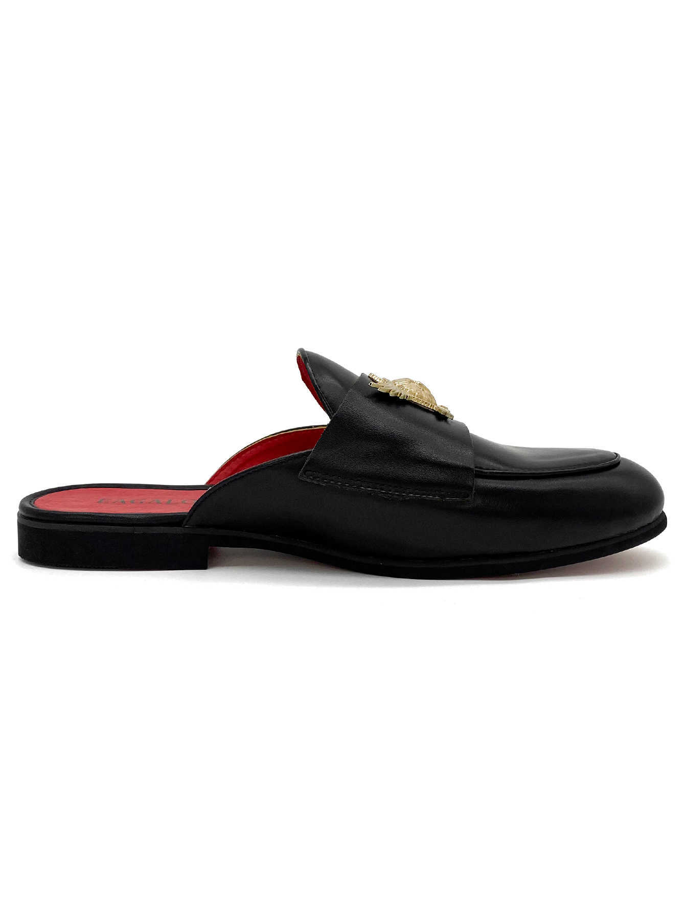 Dress Shoes Shallow Flat-bottomed Cut Shoes Sandals Mid Black And Red Men Shoes Leather Slippers Red Bottom Flat-bottomed Heels