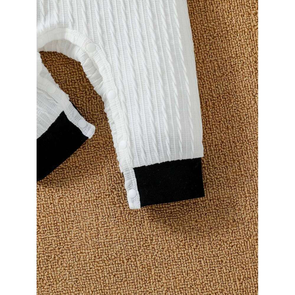 Baby Boys Autumn Solid WhiteTurn-down Collar Casual Daily Jumpsuit With Button For Newborn-18M Clothing Wear Z260304