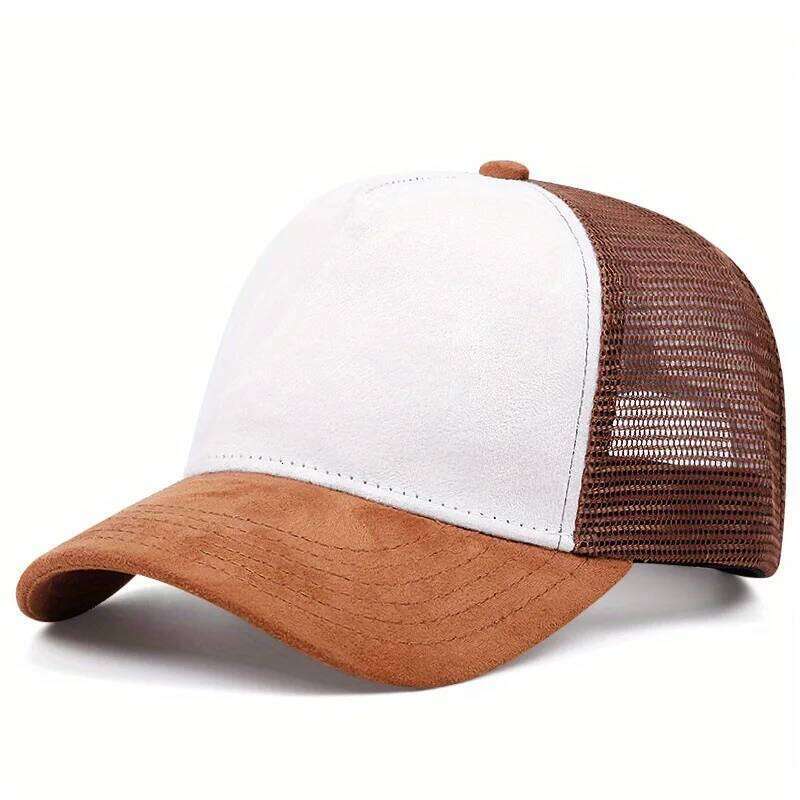 1 PC Spring Summer Suede 5 Panel Mesh Baseball Cap Big Head Unisex Trucker Hat Men And Women Sport Snapback Caps Y260304