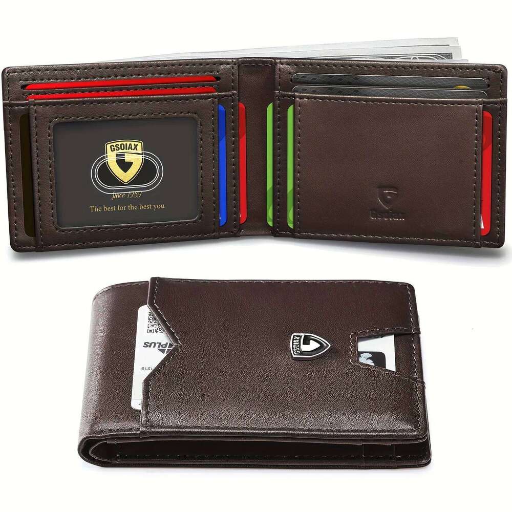 1pc RFID-Blocking Ultra-Thin Men's Wallet Carbon Fiber Inspired, Minimalist Design - Perfect for Daily Use & Stylish Gift Box C260304
