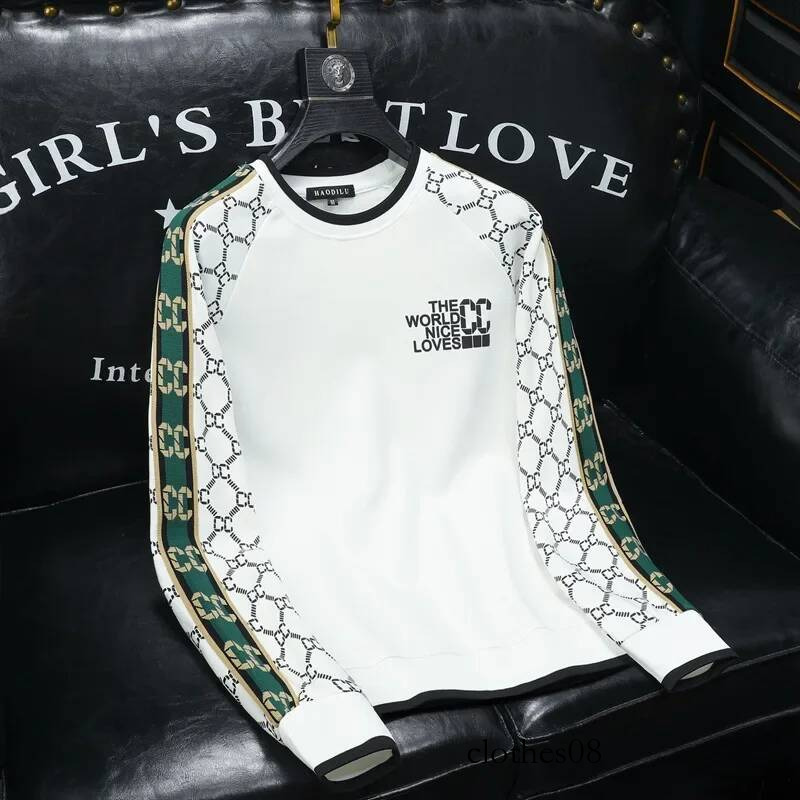 Fashionable Men's Long Sleeve round Neck Sweatshirt Heat Transfer Printing Embroidery Casual Comfortable Loose Fit Streetwear