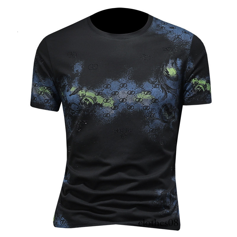 European Station 2026 Summer New Men's Short-Sleeve T-Shirt, Large Size, Round Neck, Slim Fit, Jacquard Pullover Base Shirt, Half Sleeve
