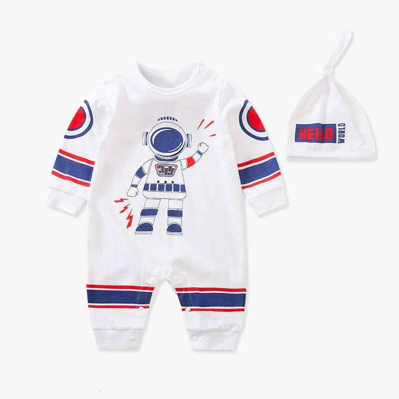 Umorden Newborn Baby Boys Astronaut Costume Rompers Space Suit Outfit Jumpsuit White 0-18M Cotton Clothes For Babies Z260304