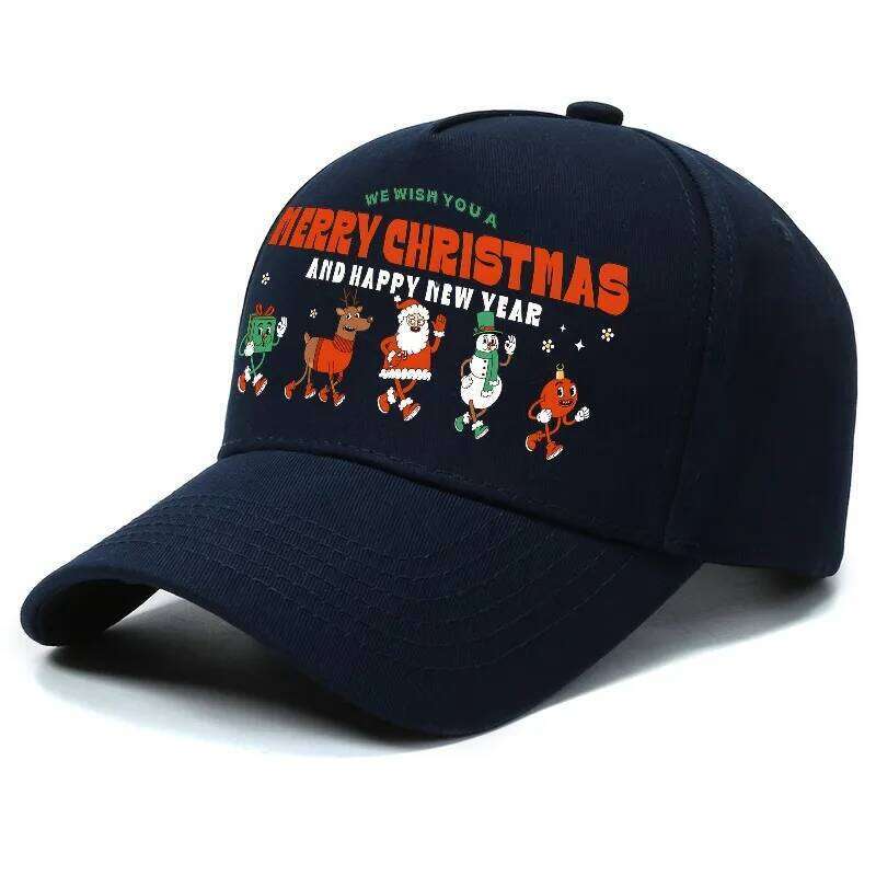 1pc Festive Christmas Warm Baseball Cap,Adjustable Buckle Polyester New Year Head Hat,Sun Protection Leisure Festival for Men Y260304