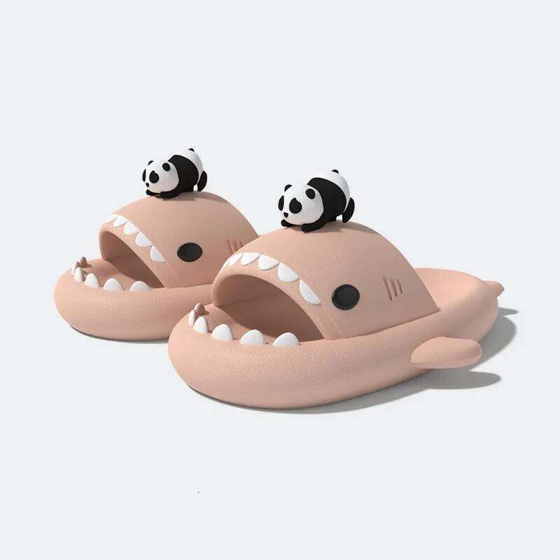2025 Cute Panda Shark Slippers Women Men Summer Platform Shoes Night Glowing Lantern DIY Couples Indoor Shower Beach Slides