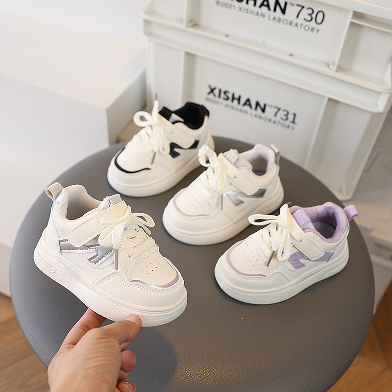 Free Shipping Children's Sneakers Kids Fashion Design White Non-slip Casual Shoes Boys Girls Hook Breathable Sneakers Toddler Outdoor Shoes Size 