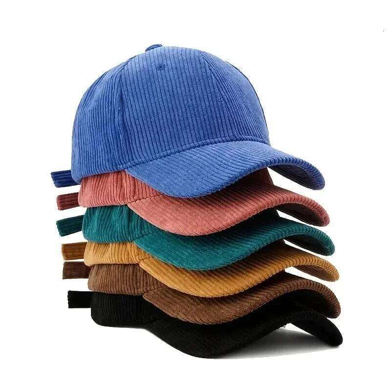 Spring Autumn Corduroy Caps 100% Cotton Solid Vintage Unisex Baseball Hat for Women Men Adjustable Outdoor Hip Hop Hats Y260304