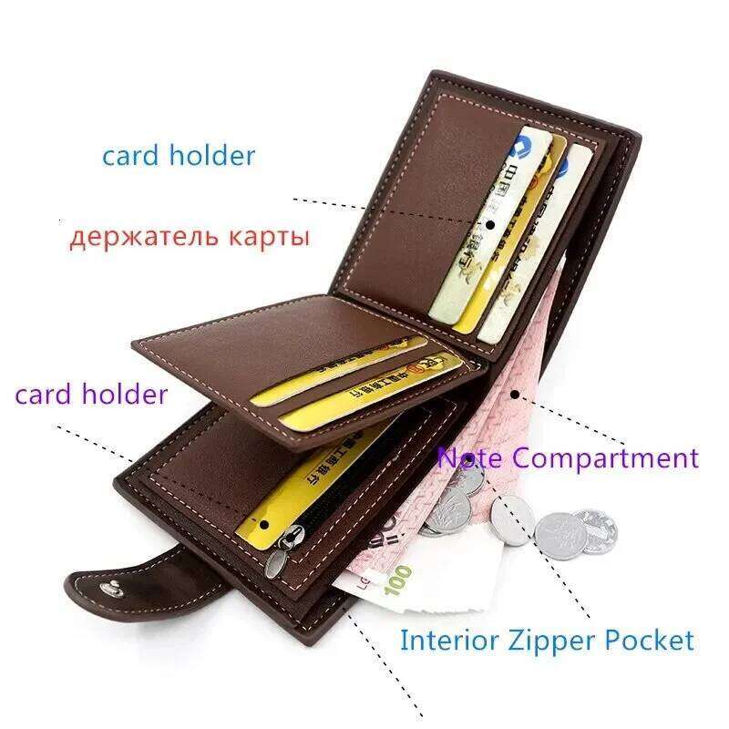 1PC PU Leather Men's Wallet with Hasp Business Holder Case Male Short Purse Coin Bag for Men Credit Card Wallets C260304