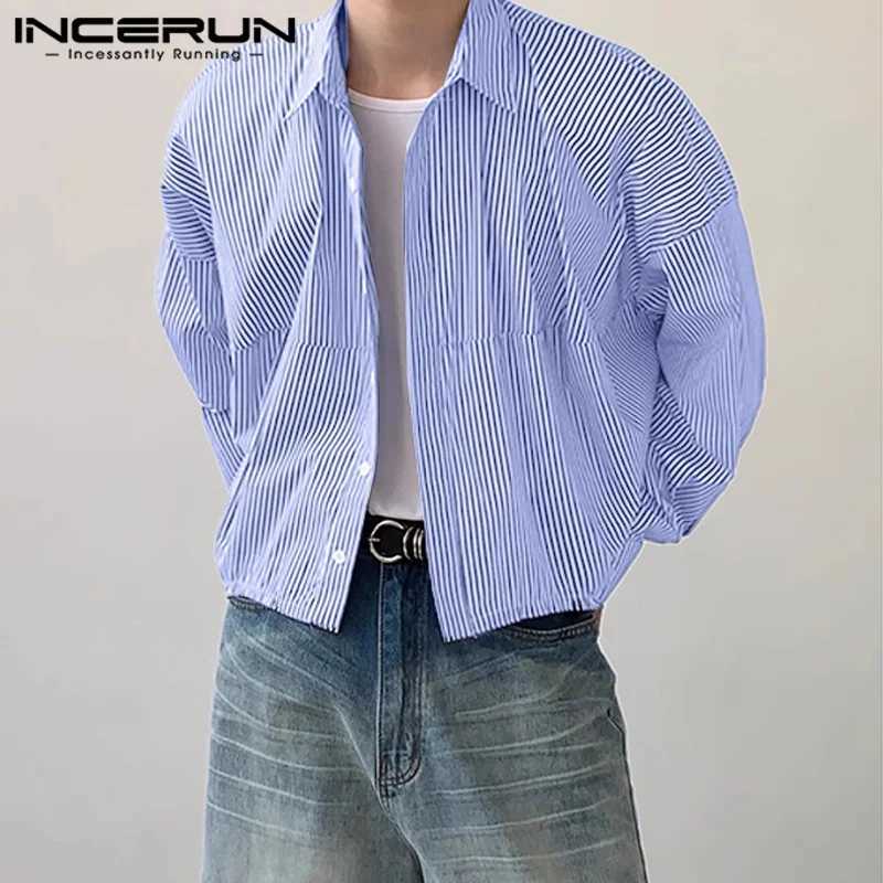 Men Striped Shirt Lapel Long SLeeve Loose Korean Style Men Clothing Streetwear 2024 Fashion Casual Male Shirts S-5XL M260305