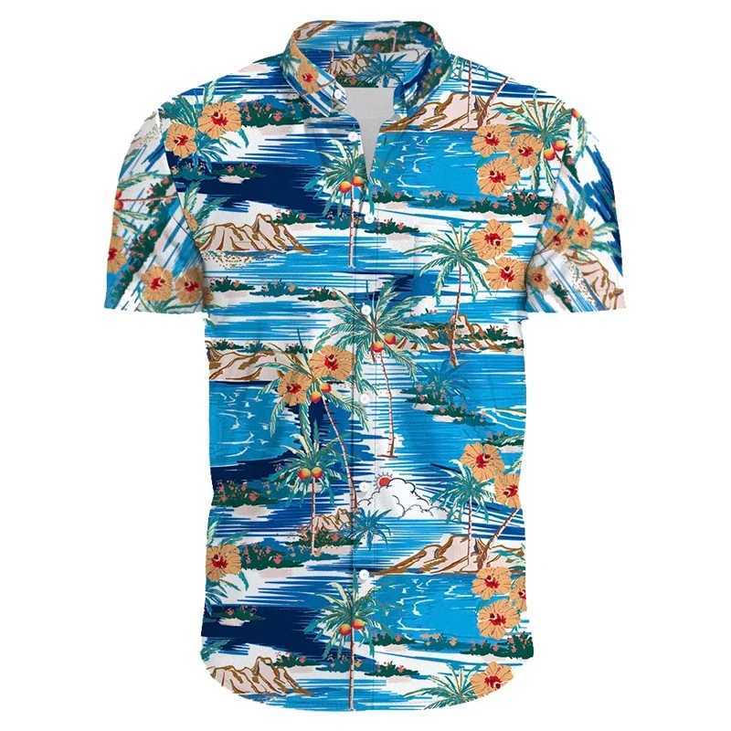 New Hawaiian Male Social Floral Shirt For Blouse Men 3D Camisas Casuais Print Slim Fit Mens Street Casual Short Sleeve Clothing M260305