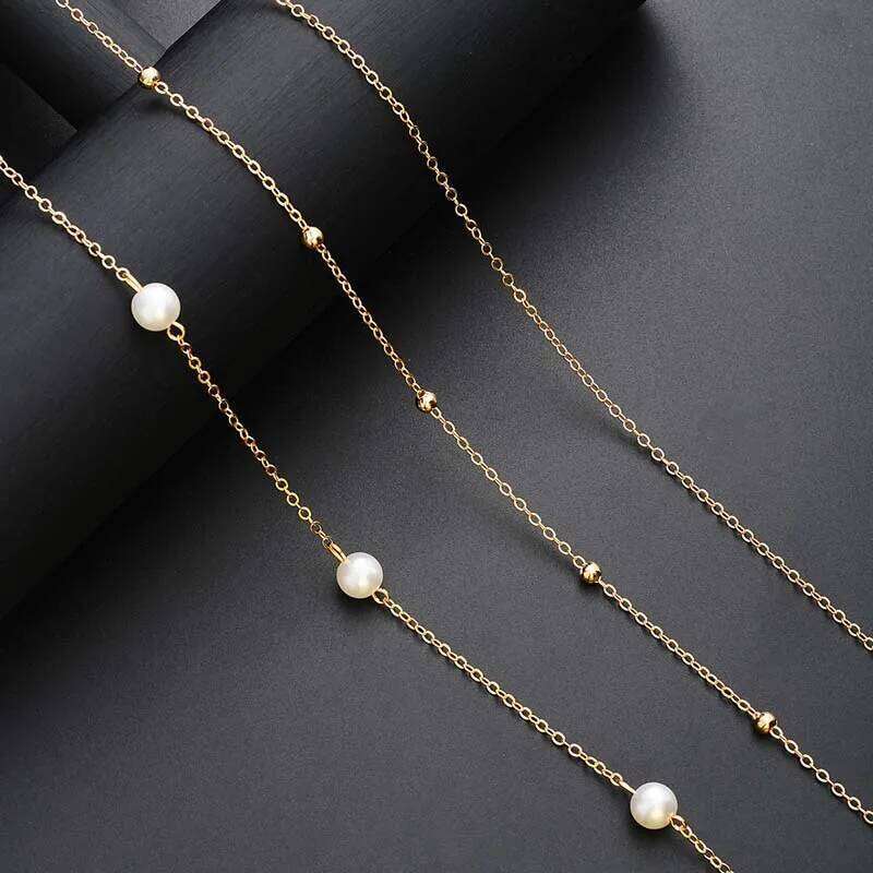 Sexy Metal Multilayer Pearl Beaded Waist for Women Fashion Silver Color Bead Thin Belly Chain Body Jewelry Gifts S260304