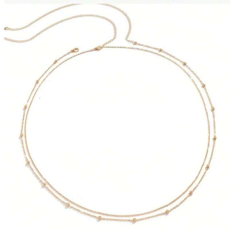 Fashion Metal Double Layered Beads Belly Chains for Women Simple Gold Color Waist Body Chain Beach Party Jewlery Accessories S260304 46f 781