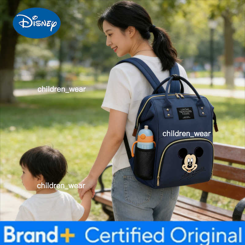 Disney New Stylish Backpack Large Capacity Childrens Backpack Cartoon Mickey Mouse Zippered Travel Bag Childrens Gift H260305