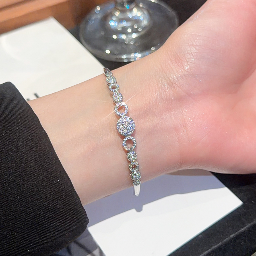14K real gold plated zircon round clasp bracelet, casual fashionable versatile wristband, light luxury and high-end feel women's jewelry - view 5
