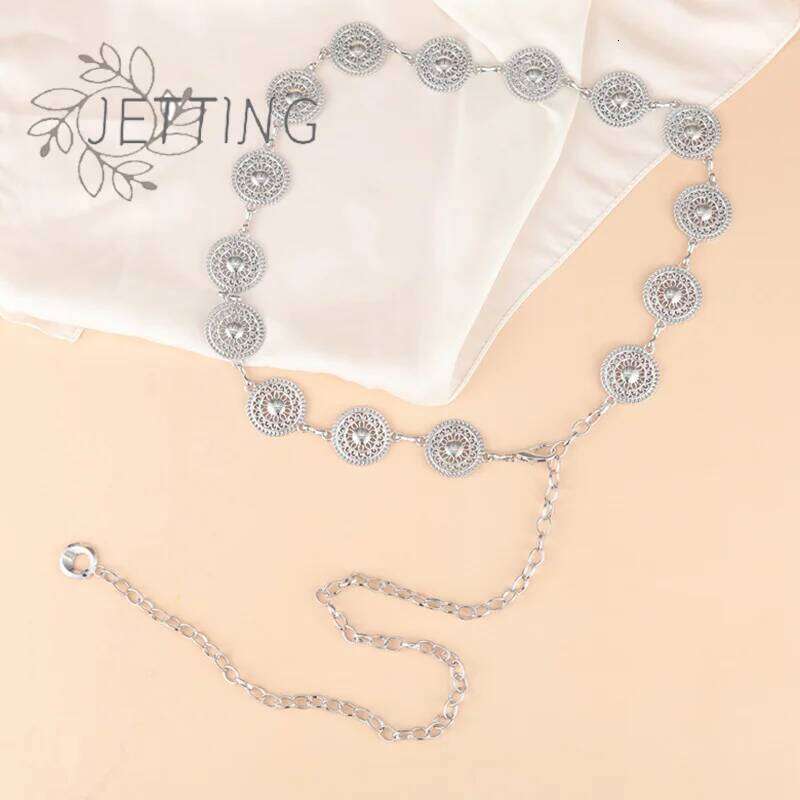 Hot Gold Adjustable Buckle Long Waist Belt Dress Body Chain Fashion For Women Vintage Openwork Metal S260304