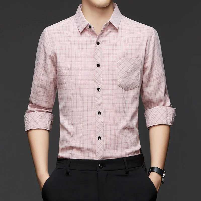 New Mens Casual and Fashionable Long Sleeved Cotton and Linen Shirt with Stripes Comfortable and Breathable Versatile Top M260305