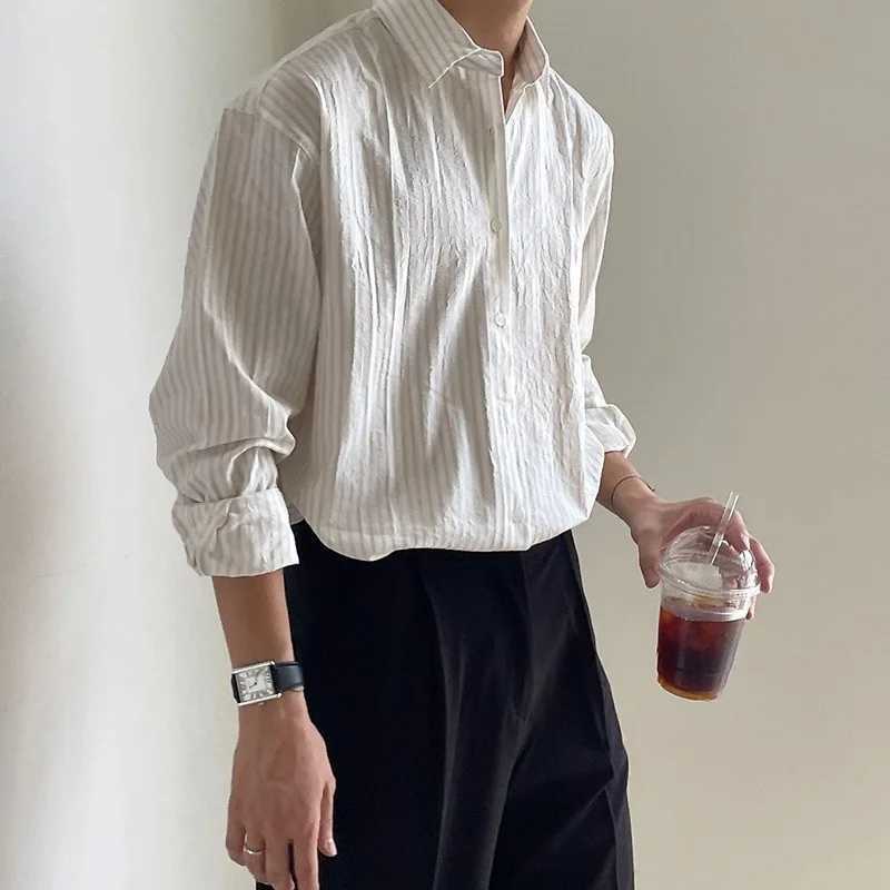 Old Money Style Mens Shirt 2025 Autumn Stylish Striped Printed Shirts Long Sleeve Button-up Turn-down Collar Mens Casual Shirt M260305