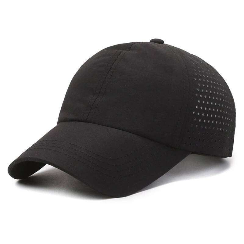Summer Outdoor Black Sports Dry Fit Baseball Caps Breathable Mesh Hiking Hunting Solid Color Adjustable Fitted Cap Y260304