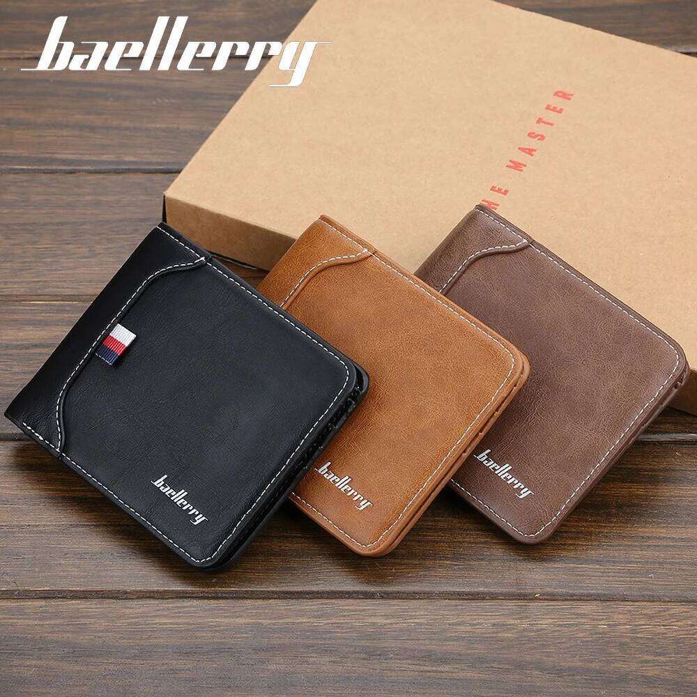Men's Short Pu Leather - Baellerry Ultra Thin Card Organizer for Cash/Coins | RFID Safe Small Pocket Wallet C260304