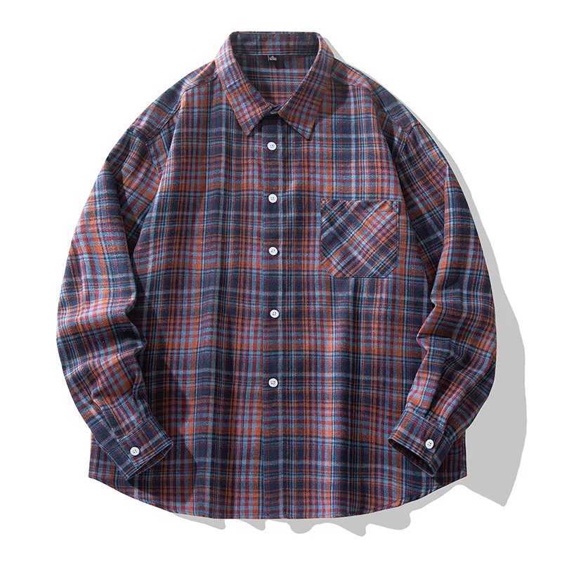 2025 New Mens Checkered Shirt Spring and Autumn Long Sleeve Slimming Shirt Korean Mens Best Selling Fashion Trend Top M260305