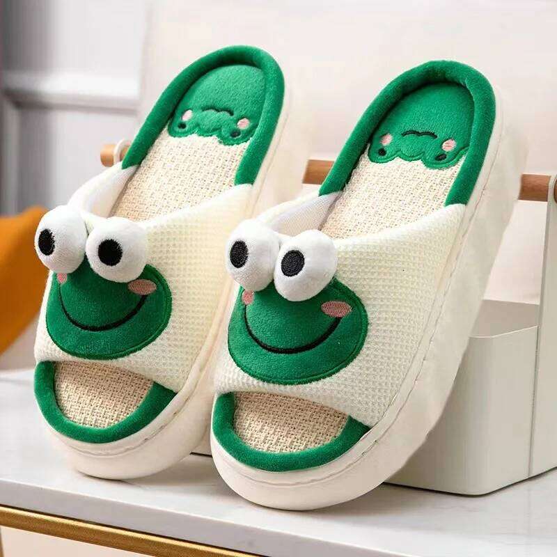 KIDMI Linen For Women Non-slip EVA Light Home Soft Sole Indoor Slides Leisure Platform Women's Slippers