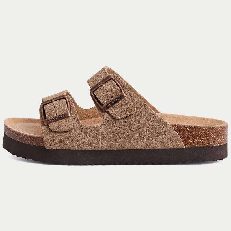 Kidmi Classic Suede Fashion Arizona Outdoor Clogs With Double buckle Cork Insole Antiskid Slippers