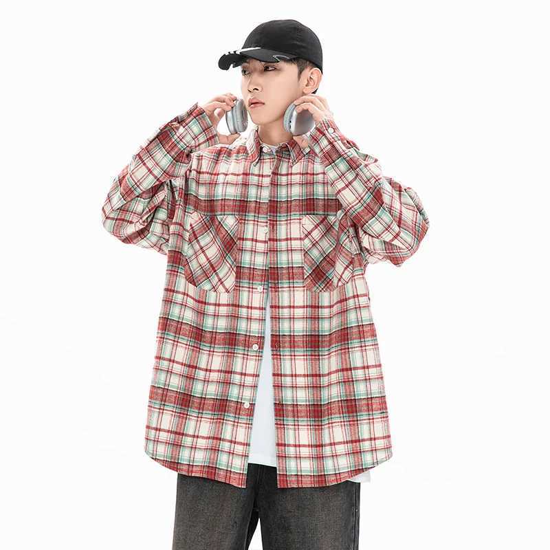 Cityboy Girls Student Loose Casual Oversize Long Sleeve Plaid Shirts Sunscreen Cardigan Men Women Shirts Campus Couple Clothing M260305