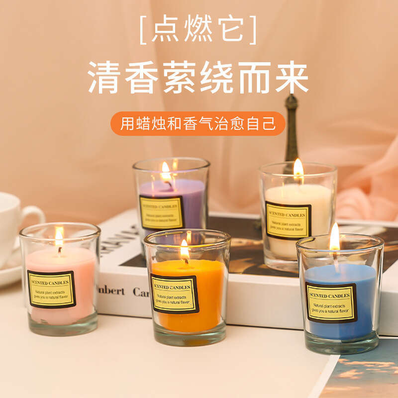 Wholesale Glass Cup Plant Wax Niche Aromatherapy Home Creative Gift Smokeless Scented Candle Amazon W260304 W260305