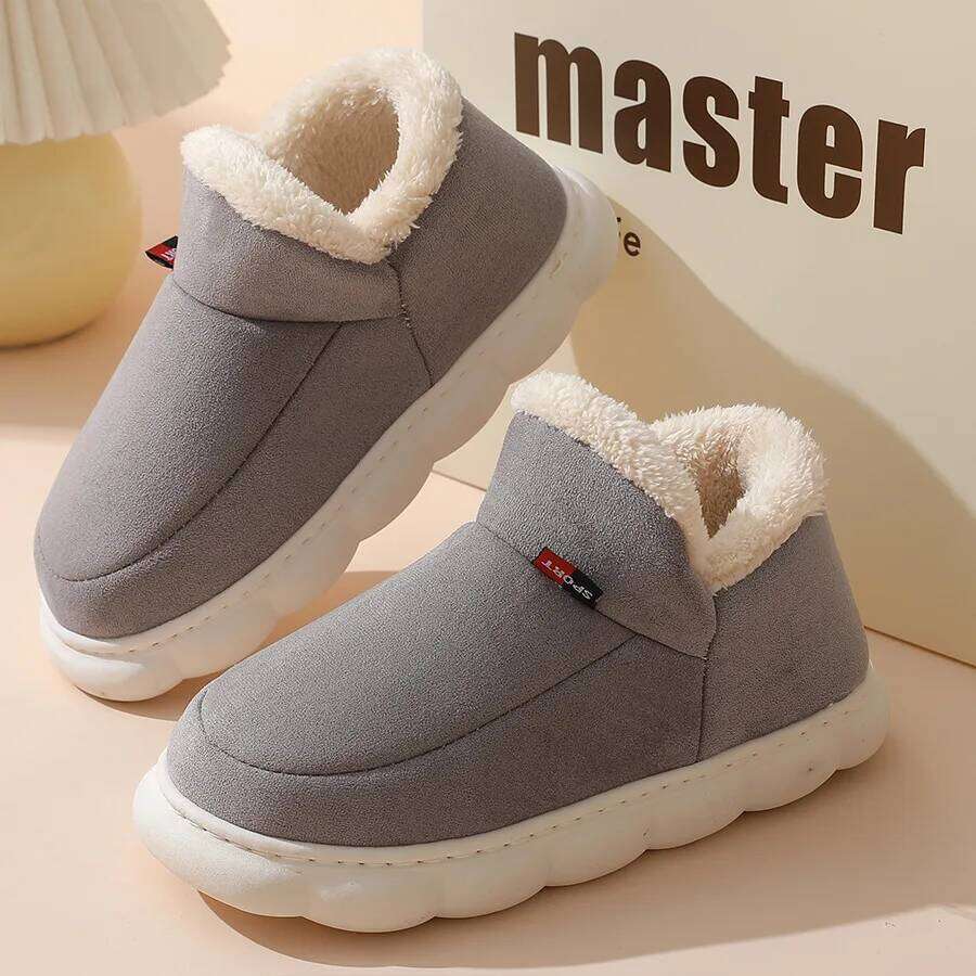 Kidmi Winter Warm Fur Outdoor Non-slip Casual Short Plush House Men Shoes Soft Fuzzy Cozy Slippers