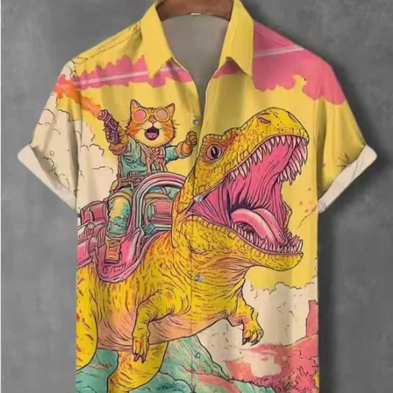 Hawaiian Short Sleeve Shirts For Men Summer Anime Style Graphic Print Cartoon Floral Oversized Original Harajuku Goth New M260305