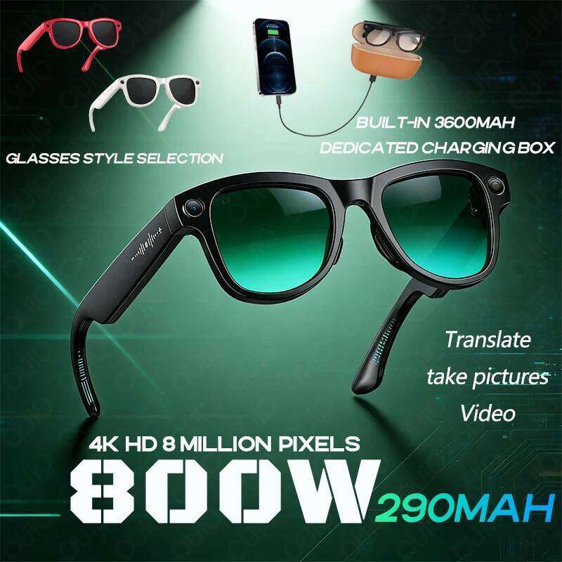 M02 Ultra 800W Smart Glasses Translator Photo Video Recording Music Playback With Charging Box Smartglasses Sunglasses Men Women