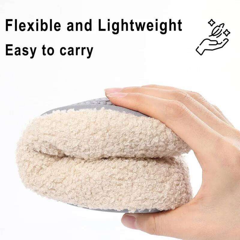 Kidmi Women New Winter Indoor Flat Slides Teddy Velvet Soft Rubber Sole Lace Warm Slippers Outdoor Wear-resistant Shoes