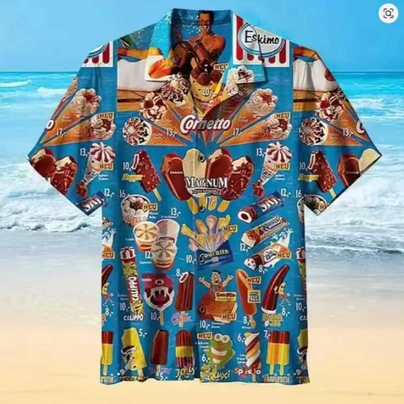 Fashion Mens Summer Hawaiian Shirt Vintage Calligraphy Cat Dinosaur 3d Print Shirt Short Sleeve Casual Beach Shirts Men Blouse M260305