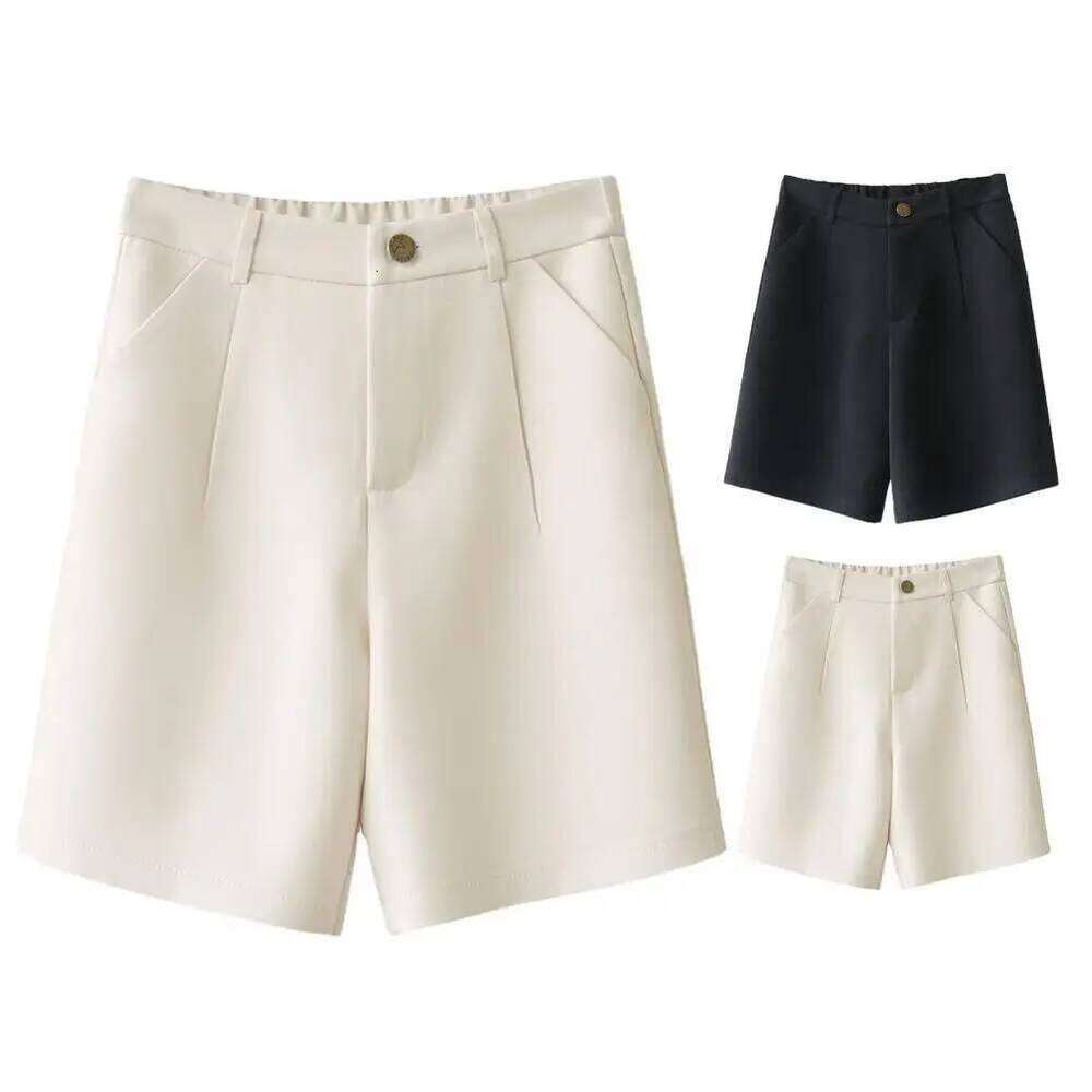 Women Fashion Side Pockets Front Darts Bermuda Shorts Vintage High Waist Zipper Fly Female Short Pants Mujer XJ260305