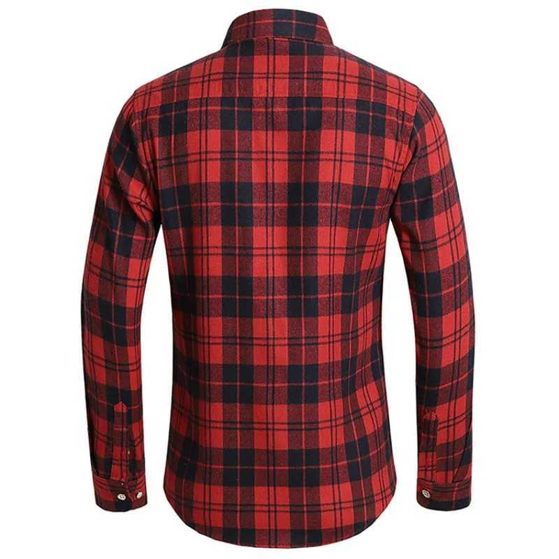 New Fashionable Mens Checked Long-sleeved Shirt Featuring A Stylish Square Neckline Is The Perfect Choice for Casual Wear M260305