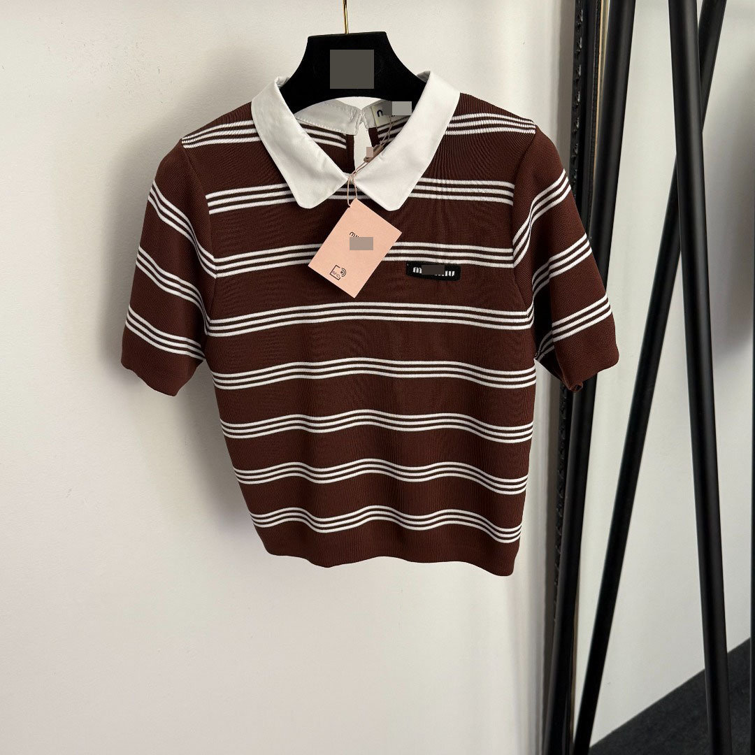 Women's Turn Down Collar Short Sleeve Polo Shirt Cropped Fit Breathable Lightweight Fine Knit Top with Back Keyhole Opening Ribbed Cuffs Soft Tex