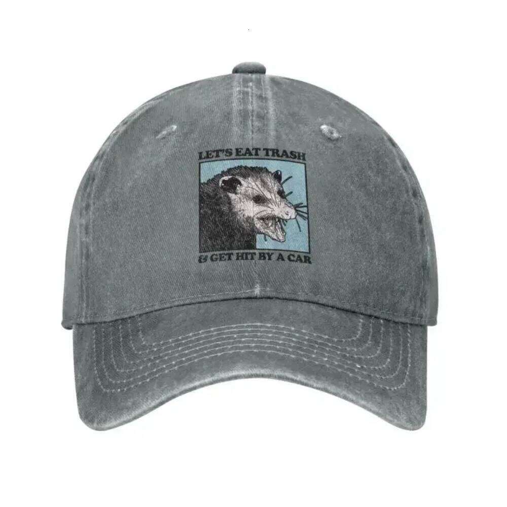 Let's Eat Trash Get Hit By A Car Baseball Cap Hip Hop Women Men's Adjustable Possum Lovers Dad Japanese Style Hat Fashion Y260304
