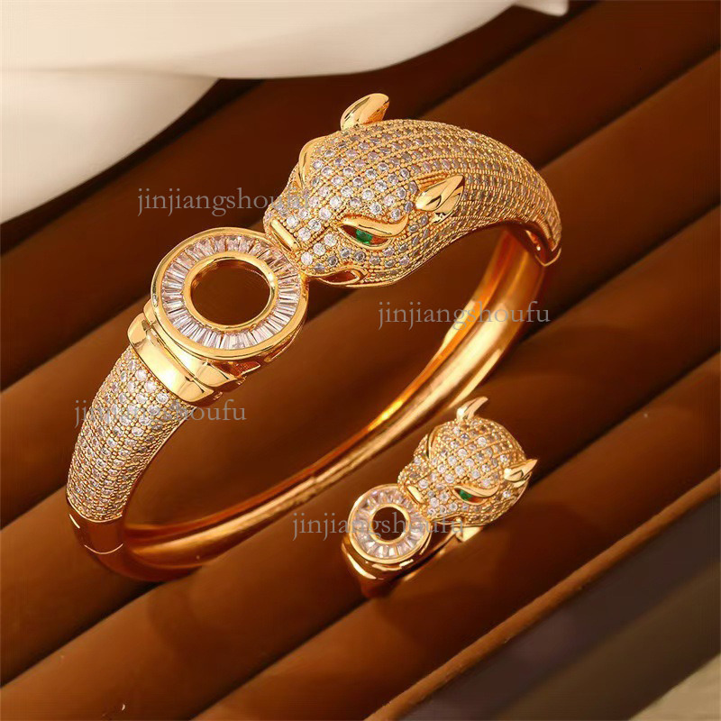 2026 Designer Micro Inlaid Zirconia Ring Platinum Bracelet Classic Fashion Luxury Brand Panther Jewelry Cross Border European And American Trendy Wome