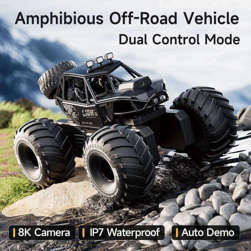 4DRC New Y10 Remote Control 2.4G Rc Boat Waterproof Amphibious Stunt Car 4WD All Terrain Truck Toys for Kids Birthday Gifts Z260304